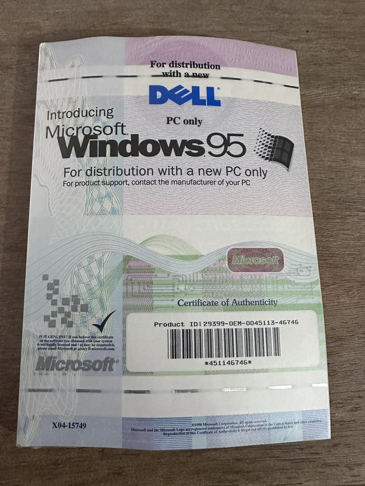 DELL Windows 95 Manual with Certificate of Authenticity  COA W/CD AND FD Sealed - Image 1 of 2
