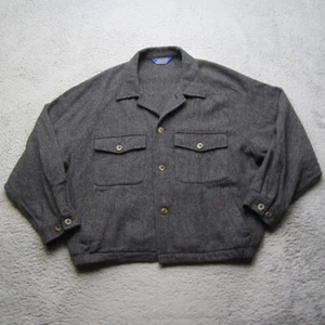 Vintage Pendleton Jacket Mens L Gray Bomber Mackinaw Button Up Wool Camp - Picture 1 of 13