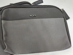 TUMI For Delta Small Zip Pouch Soft Sided Travel Case Toiletry Bag Black Grey - Picture 1 of 5