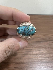 Antiker natürlicher persischer Türkis 925 Sterling Silber Herren Ring 25 Gramm - Bild 1 von 14