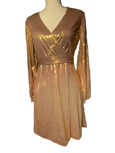 New NWT Womens GOLD Sequin Size XS Classic Sexy Romantic Formal Prom - Picture 1 of 9
