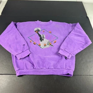 VTG 90s Nike Air Jordan Sweatshirt Youth Boxy Medium Purple Thrashed Crewneck - Picture 1 of 17