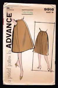 Vtg 50s/60s Advance pattern #9916 A-line Skirt Waist Sz 28 Uncut - Picture 1 of 1