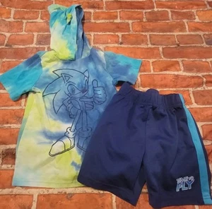 Sonic The Hedgehog Boys Set Sz 5 Guc Spike Hood Summer Outfit Guc - Picture 1 of 1