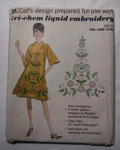 NUEVO Vintage McCall's Patrón 0537 Talla 18-20 Grande Bordado Transferencia Nuevo de Lote Antiguo Sin Cortar - Imagen 1 de 4