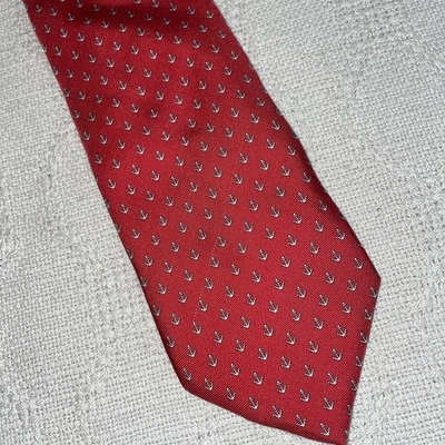 Peter Millar мужское платье галстук размер 60 «3,5» красный якорь мотив бизнес вручную сложенный - Изображение 1 из 4
