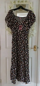 Gorgeous Floral Joe Browns Summer Dress 👗20 22 ? Shirred Back Front Split Bnwt - Picture 1 of 14