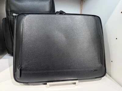 NEW Tumi 16.25” Embossed 100% Leather Laptop Portfolio Case - SOLID BLACK - Image 1 of 4