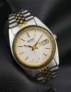 Vintage Seiko SQ Ladies Two Tone Date Day Dial Fluted Bezel Presidential Watch - Picture 1 of 8