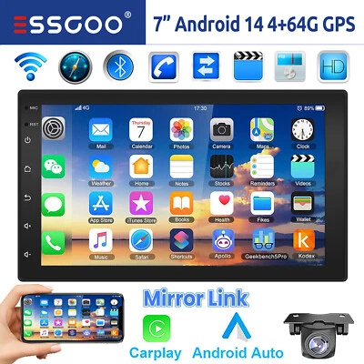 Autoradio 2 DIN 7 Pollici Carplay Android 14 4+64G GPS RDS WiFi Bluetooth Camera - Immagine 1 di 4