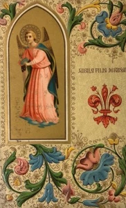 Postal religiosa francesa del siglo XIX. P2 en relieve - Imagen 1 de 3