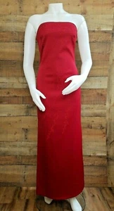 Vintage Carolina Concepts Womens Long Beaded Strapless Red Dress Size 6 Slit 22" - Picture 1 of 12