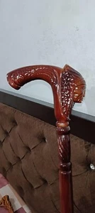 Wooden Staff Shaman Walking Stick Carved Artisan Exclusive Collectible Cane Hand - Picture 1 of 2