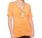 Damen Shirt mit Verzierung am Ausschnitt "orange" Gr. 36 4.6193