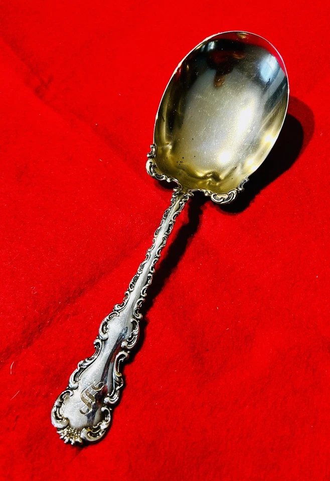 WHITING LOUIS XV STERLING SILVER BERRY SERVING SPOON  9" - Image 1 of 4