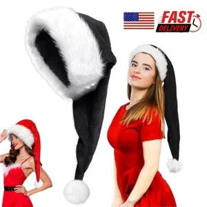 Long Plush Santa Hat Christmas Hat for Adults Unisex Xmas Costume Parties USA - Picture 1 of 16