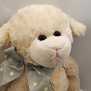 Lamb Lovey Peluche Azul/Gris Lunares Arco 14" Bearington Baby - Imagen 1 de 6