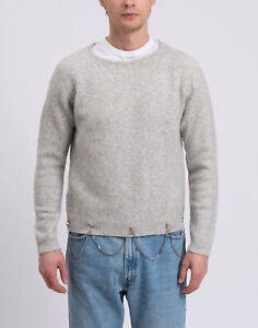RRP €350 RANDOM IDENTITIES Shetland Wool Crew Neck Sweater Size S Melange Chain