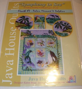 Symphony in Sea Quilt Pattern of the Month #7 PALMS MERMAID DOLPHINS Java House - Picture 1 of 3