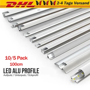 Perfil LED de 5/10 m Perfil de aluminio Carril de aluminio Listón Perfiles para Tiras LED Anodizado - Imagen 1 de 25