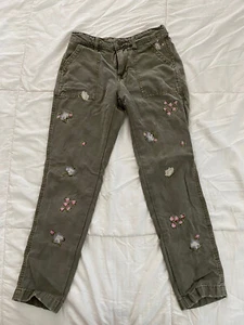 Lucky Brand Girls Boyfriend Embroidered Floral Jeans Size 00/24 Green - Picture 1 of 5