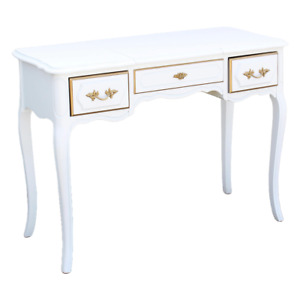1970's French Style White and Gold Vanity Desk