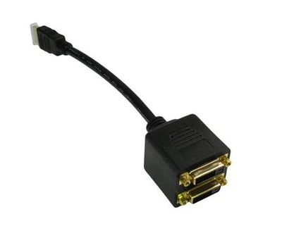 GP41 1x Stecker HDMI auf 2x DVI Buchse Splitter 12cm Kabel Leitung Gold Stecker - Bild 1 von 2