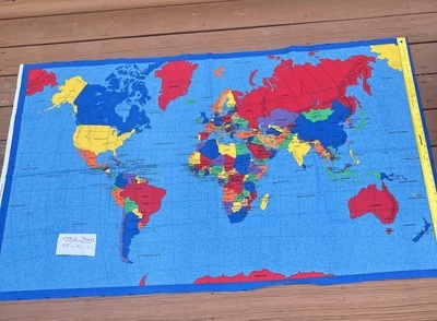 Mapa del Mundo Tela Tradiciones Panel Globo Material Algodón, Acolchado Algodón Foto 1 de 4