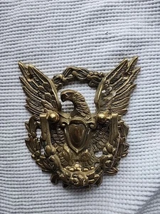 VINTAGE HEAVY DUTY Cast Brass American Eagle with Anchor Door Knocker 5.5" x 5" - Picture 1 of 4