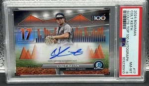 COLT KEITH 2024 BOWMAN CHROME SCOUTS TOP 100 AUTOGRAPH AUTO /99 PSA 8 - Picture 1 of 4