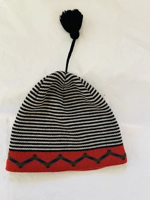 Vintage 1999 Patagonia Beanie Made in France Wool Blend Tassel Hat L Black White - Image 1 of 4