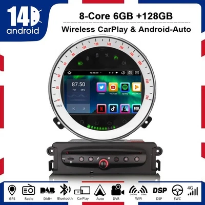 128GB 8-Kern Android 14 CarPlay Autoradio GPS DAB+DSP Navi BMW Mini Cooper S R56 - Bild 1 von 4
