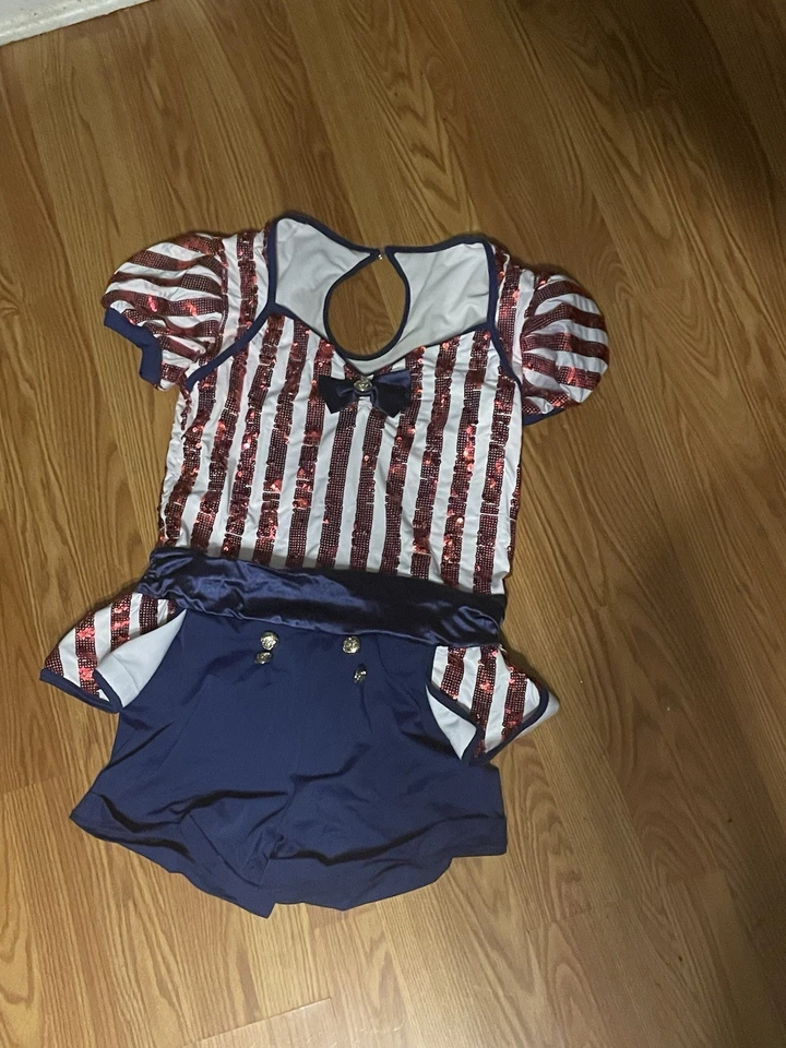 XL Rojo Blanco y Azul Disfraz de Baile Mameluco Body Suit Foto 1 de 1