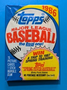 1986 Topps Baseball Cards - Unopened Sealed Wax PACK 15 Cards - Foto 1 di 3