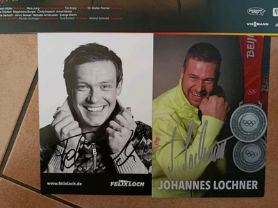 Autogrammkarten Wintersport Felix Loch, Johannes Lochner original Signiert - Bild 1 von 3