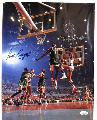 Bill Russell Elgin Baylor Autographed 11 x 14 Book Page Photo JSA Lakers Celtics - Image 1 of 3