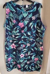 Old Navy Women Dress XXL Floral Tropical Vacation Knit Cotton Stretch 17445 X - Picture 1 of 10