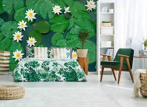 3D White Lotus S360 Wallpaper Mural Self-adhesive Removable Sticker Kids Pa - Picture 1 of 11