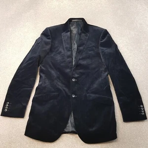 M&S Mens Jacket 38L Blue Velvet Tuxedo Smoking Blazer Dinner Autograph Tailored - Picture 1 of 14