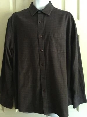 Johnson & Murphy Mens Plaid Button Up Shirt, XL, Navy Plaid Foto 1 de 4