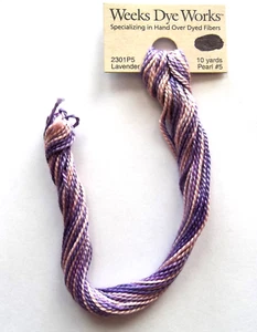 Weeks Dye Works 10 Yards Hand Over-Dyed Cotton Pearl #5 - 2301 LAVENDER - Picture 1 of 3