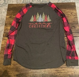 Top Mujer L Manga Larga Navidad Rojo Búfalo Cuadros Rojo Negro Nuevo - Imagen 1 de 2