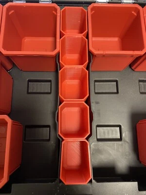 5x MILWAUKEE PACKOUT DEEP PROFILE MIDDLE CUPS CENTRE BINS ORGANIZER STORAGE