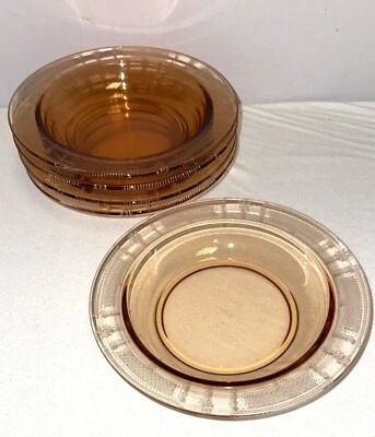 5 Fostoria BEVERLY AMBER 7 3/4" FLAT SOUP BOWLS - Image 1 of 2