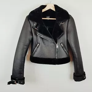 BARDOT | Womens Black Faux Leather w/ Faux Fur Lined Jacket  [ Size AU 6 / XXS ] - Picture 1 of 7