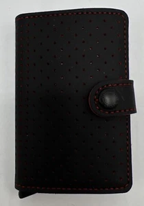 Secrid MPf Mini Wallet Perforated Black & Red Men's Genuine Leather RFID Safe - Picture 1 of 7