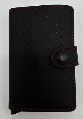 Secrid MPf Mini Wallet Perforated Black & Red Men's Genuine Leather RFID Safe - Image 1 of 4