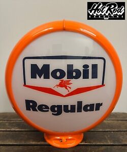 MOBIL REGULAR Reproduction 13.5" Gas Pump Globe - (Orange Body)