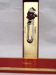 Liz & Co. Silver Tone "Season to Sparkle" Rhinestone Santa Clause Bookmark - Picture 1 of 4