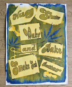 Marijuana / Pot Shop / Stoner MAGIC WORDS Cyanotype And Solarfast Print 18"×24" - Picture 1 of 4